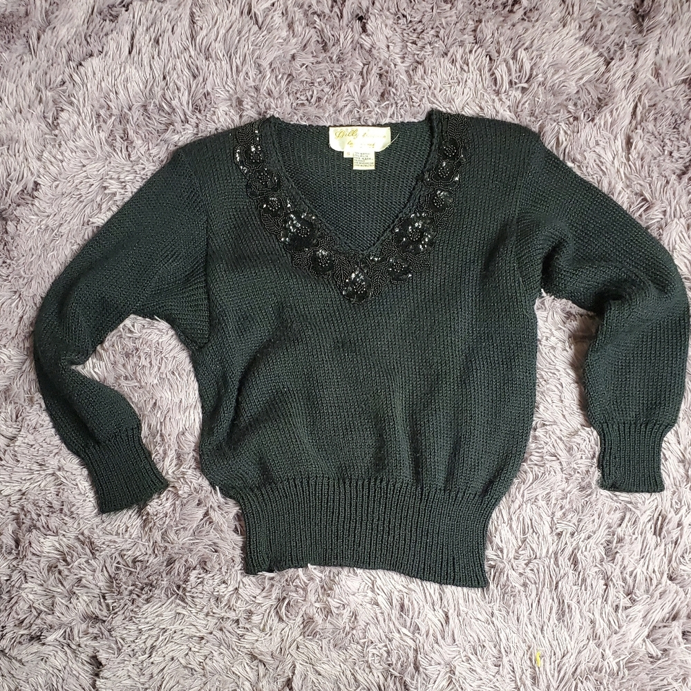 Vintage Black Hand Loomed Sweater..SHE custum